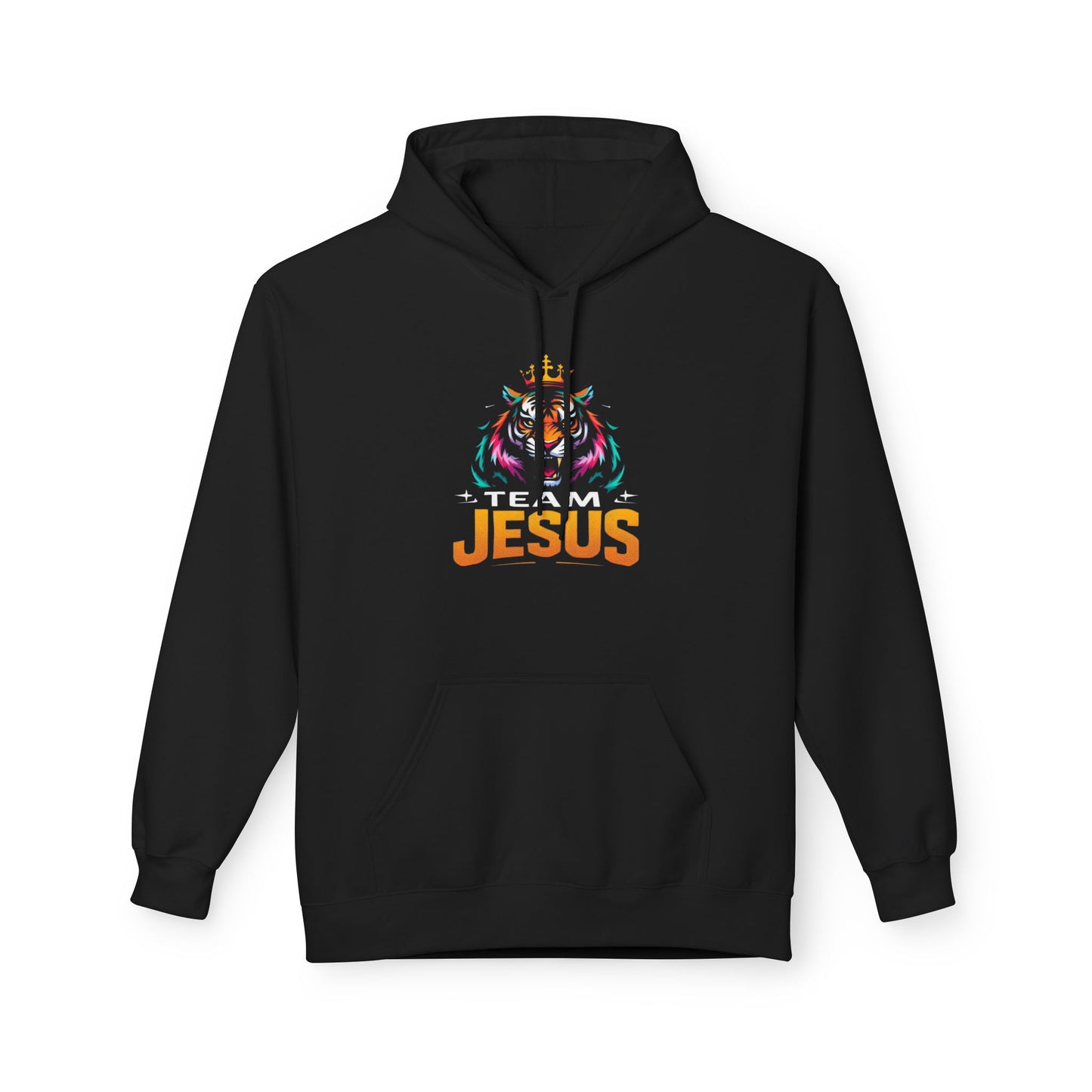 Team Jesus Crown Fleece Hoodie - Unisex Midweight Sweatshirt for Faith, Motivation, Gifts, Religious Events, Casual Wear