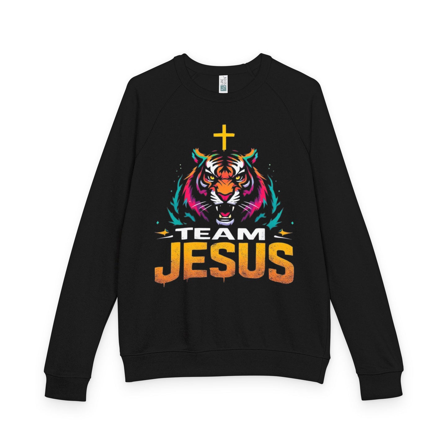 TEAM JESUS Unisex French Terry Raglan Crewneck, Christian Sweatshirt, Inspirational Apparel, Faith-Based Gift, Religious Fashion