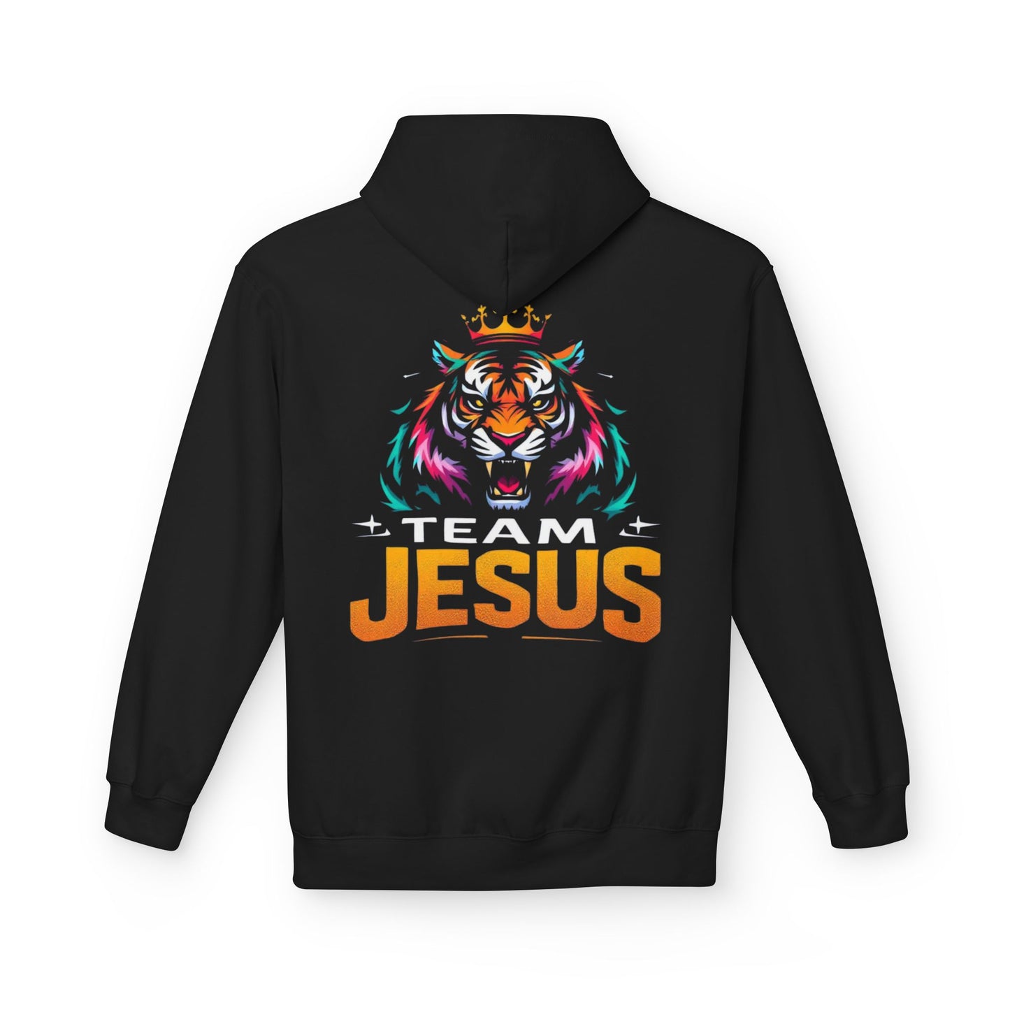 Team Jesus Crown Fleece Hoodie - Unisex Midweight Sweatshirt for Faith, Motivation, Gifts, Religious Events, Casual Wear