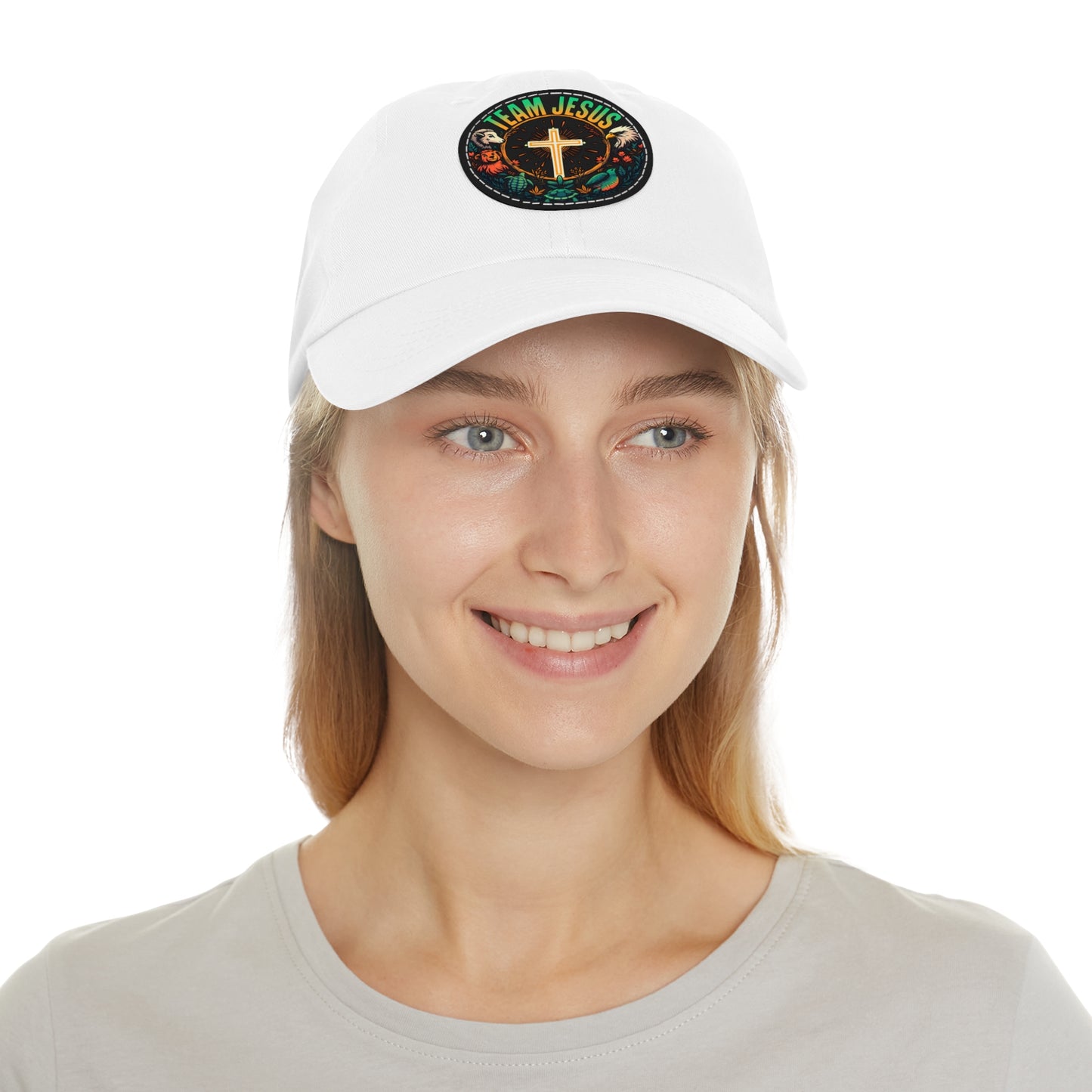Team Jesus Hat with Leather Patch, Faith-Based Hat, Christian Gift, Casual Wear, Outdoor Activities, Religious Apparel