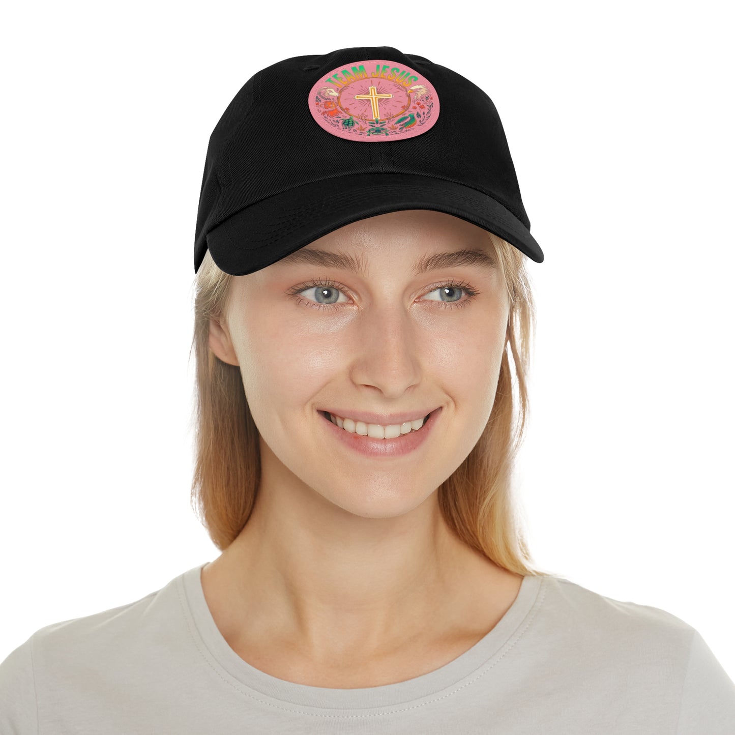 Team Jesus Hat with Leather Patch, Faith-Based Hat, Christian Gift, Casual Wear, Outdoor Activities, Religious Apparel