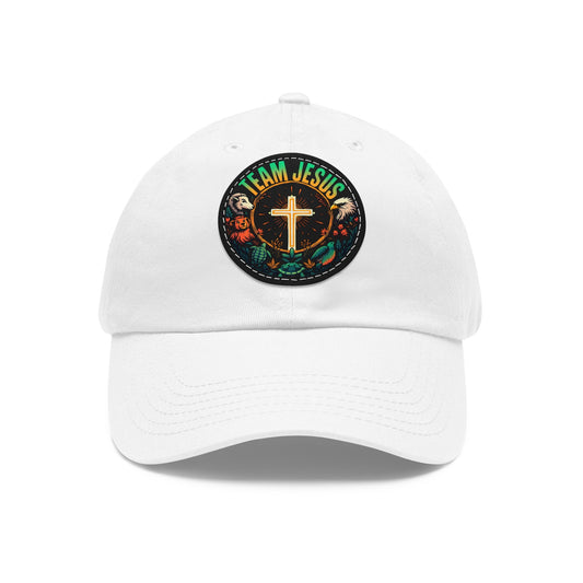 Team Jesus  Hat with Leather Patch, Faith-Based Hat, Christian Gift, Casual Wear, Outdoor Activities, Religious Apparel