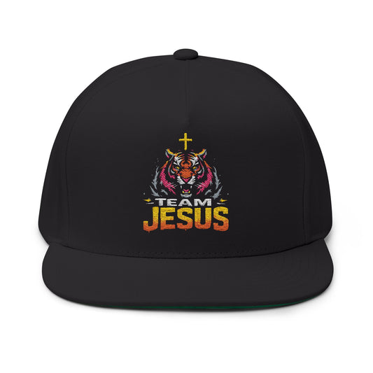Team Jesus Flat Bill Cap | Statement Hat | Embroidered Cap | Christian Merchandise | Religious Apparel | Gift for Believers